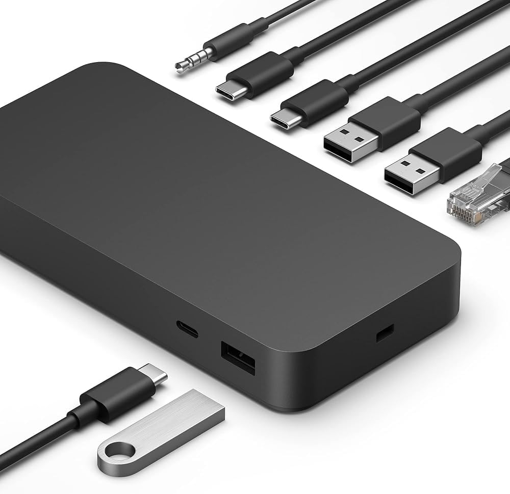 Microsoft Thunderbolt 4 Dock 165 W (2 Displays 4K) - 3840 x 2160-6 x USB Ports - 3 x USB Type-A - 3.0 x USB Type-C Ports - USB Type-C - 1 x RJ-45 Ports 2.5 GBE - 96W PD (T8I-00008)