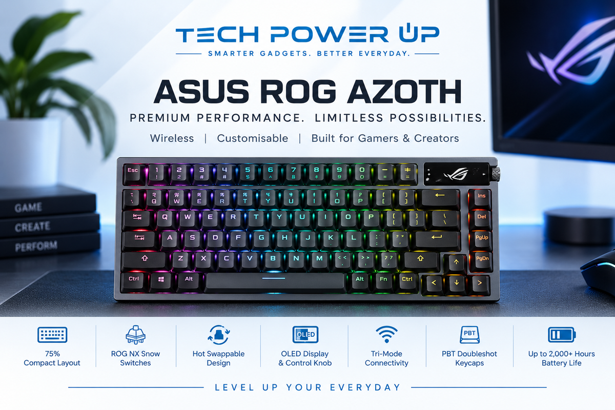 ASUS ROG Azoth 75% Wireless Gaming Keyboard Review: Features, Snow Switches and OLED Display