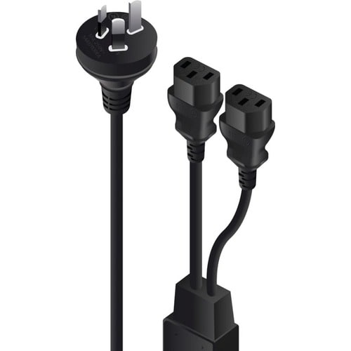 ALOGIC 1.5m Aus 3 Mains Plug to 2 X IEC C13 Y Splitter Cable - Male to 2 X Female Cable