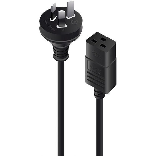ALOGIC 1m Aus 3 Pin Mains Plug to IEC C19 - Male to Female