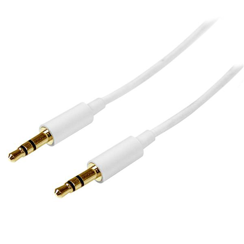2m White Slim 3.5mm Stereo Audio Cable