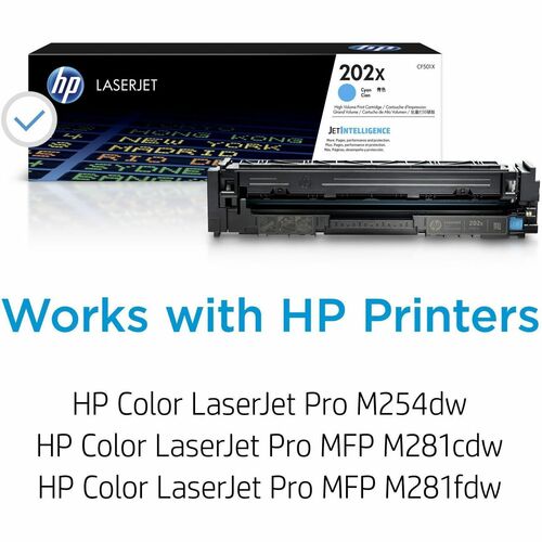 HP 202X High Yield Cyan Original LaserJet Toner Cartridge (CF501X)