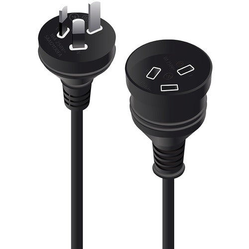 ALOGIC 15m Aus 3 Pin Mains Power Extension BLACK - Male to Female