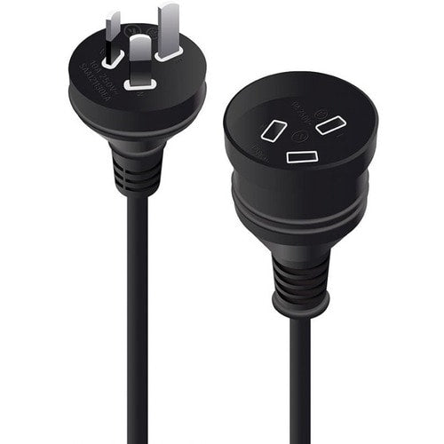 ALOGIC 20m Aus 3 Pin Mains Power Extension BLACK - Male to Female
