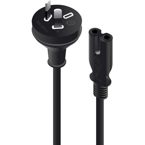 ALOGIC 1m Aus 2 Pin Mains Plug to IEC C7 - Male to Female