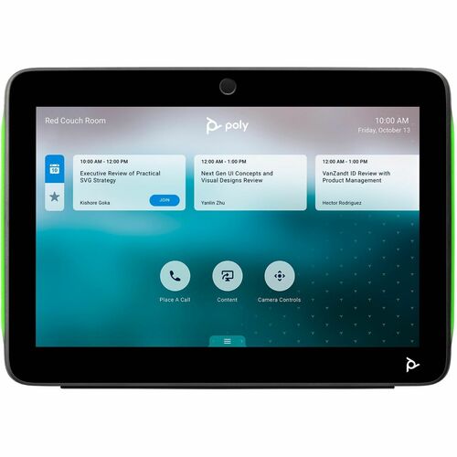HP Poly TC10 Touch Controller Black Video Conferencing Room Scheduler & Meeting Controller