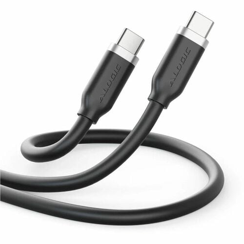 ALOGIC Elements Silicone 5A/240W USB2 USB-C to C Male Cable with cable tie 1m -Black
