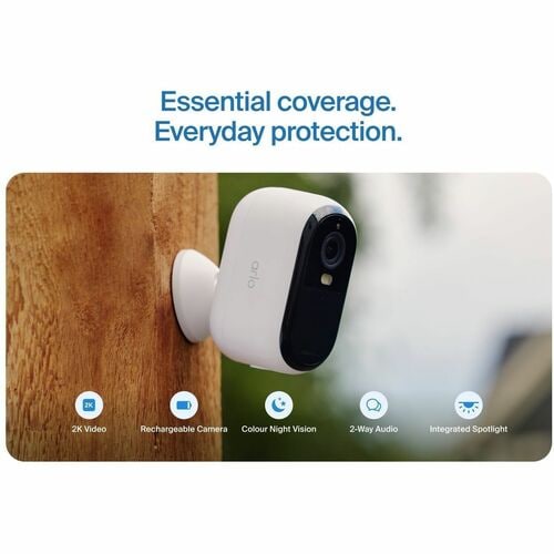 Arlo Essential 2K Outdoor Security Camera 4MP Wi-Fi with Colour Night Vision, Spotlight, HDR & Alexa - White