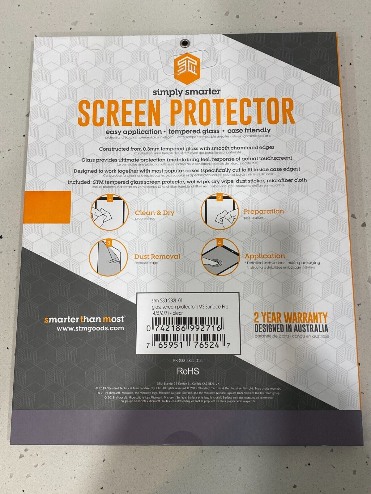 GLASS SCREEN PROTECTOR SURFACE PRO 4-7+