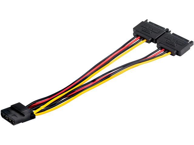 Dual SATA to LP4 Power Doubler Cable Adapter, SATA to 4 Pin LP4 Internal PC Peripheral Power Supply Connector