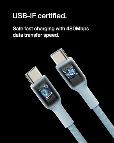 BOOSTCHARGE 1M USB-C TO USB-C CABLE BLUE