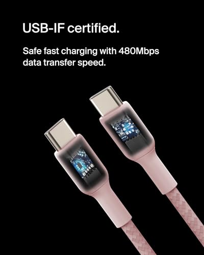 BOOSTCHARGE 1M USB-C TO USB-C CABLE PINK