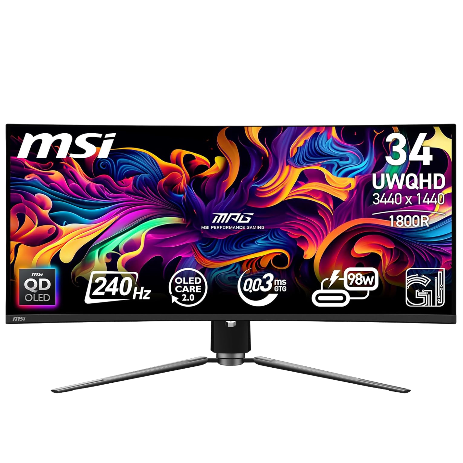 MSI MPG 341CQPX QD-OLED 34 Inch UWQHD Curved Gaming Monitor