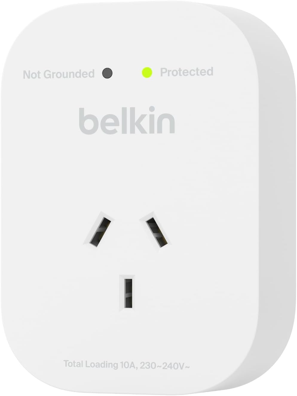 Belkin 1-Outlet Surge Protection 1800 Joules Protection,Impact Resistant, Prevents Scratches, dents & Rust,2YR Power Board, White - SRA010AU