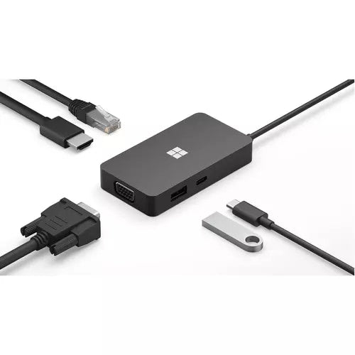 Microsoft USB-C Travel Hub (Black) - Gigabit Ethernet, VGA, HDMI 2.0 4K @ 60Hz - USB-C / USB-A