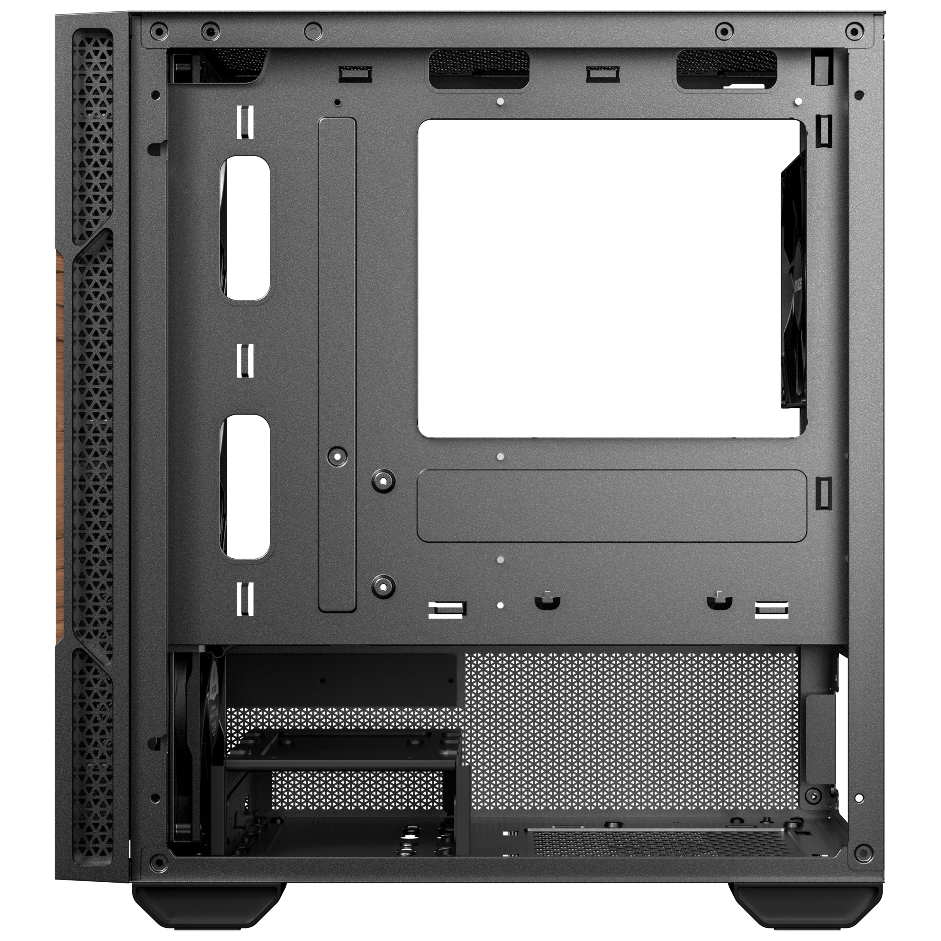 OKINOS Cypress 3 Genuine Walnut Wood MicroATX  with 4—120mm, USB-C, 3 Pin Non-PWM Case Fans Pre-Installed,Temper Glass Side Panel, Case