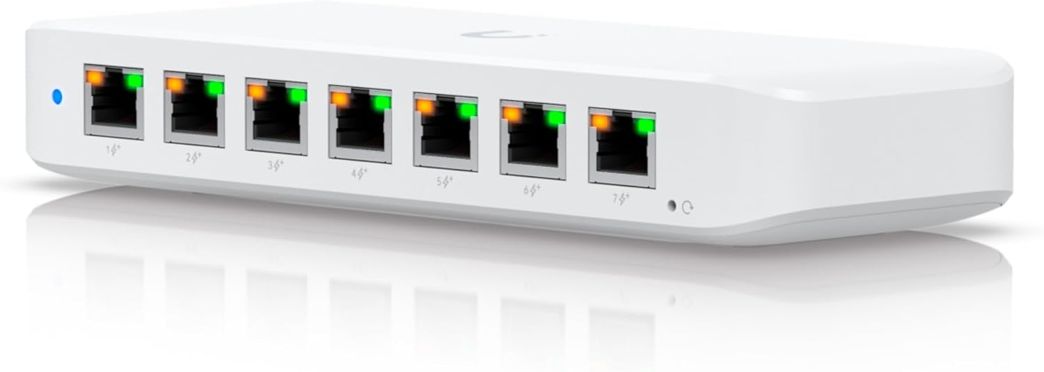 Ubiquiti USW-Ultra-210W Ultra 210W, Compact 8-port Layer 2 GbE PoE Switch Versatile Mounting Option,7 GbE PoE+ Output& 1 GbE port, Includes PSU,