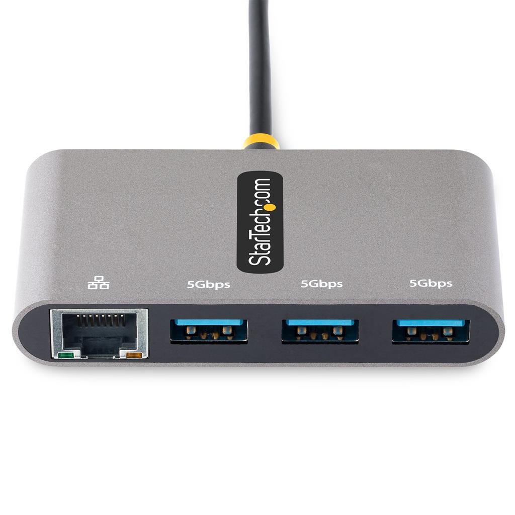 3-Port USB-C Hub with Ethernet Portable
