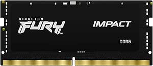 Kingston Fury Impact 16 GB CL40 5600MT/s DDR5 SODIMM Notebook Laptop RAM Memory, Black
