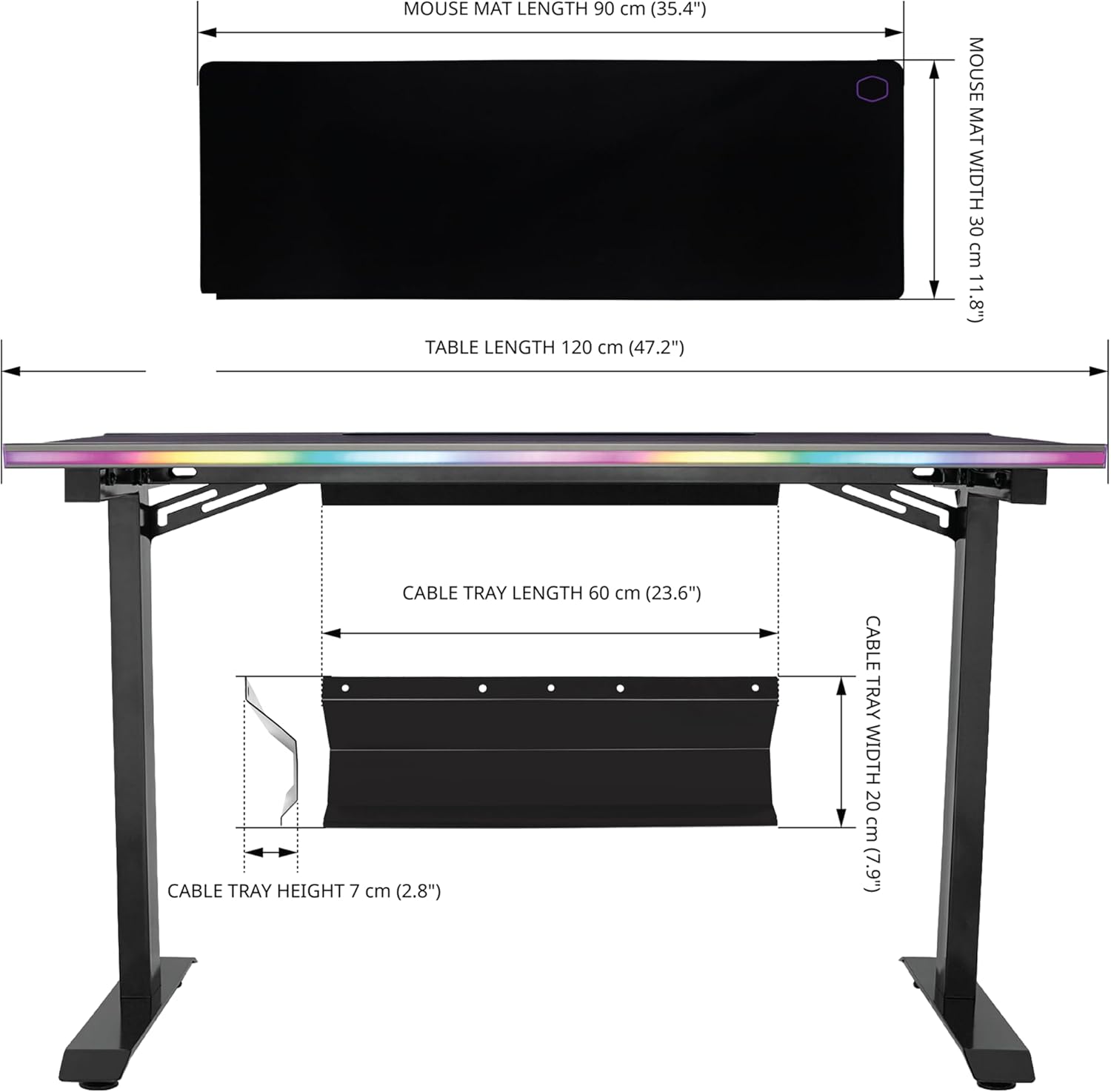 Cooler Master GD120 ARGB Gaming Desk, 120 x 75 x 74 cm