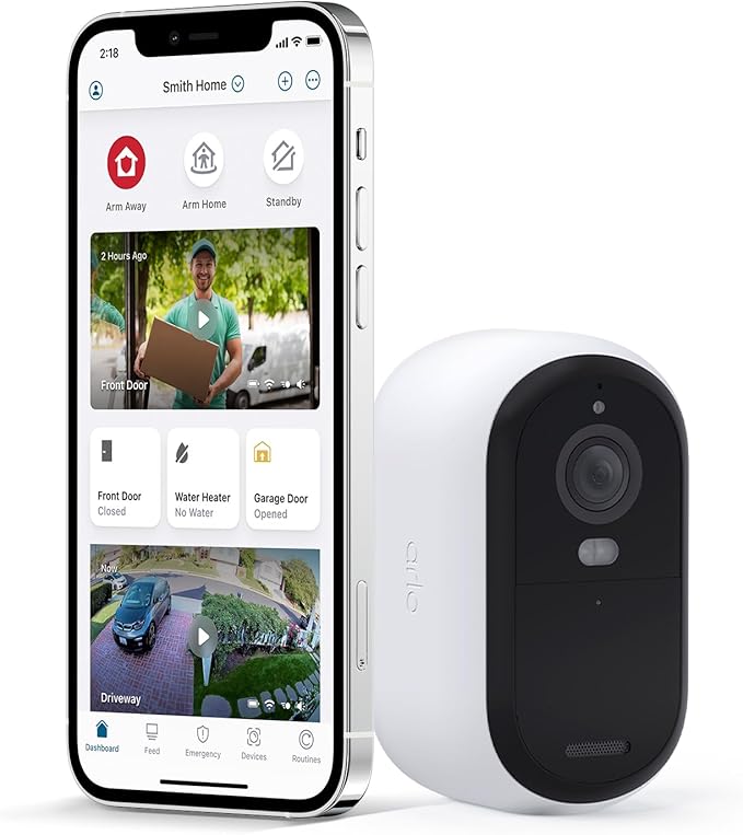 Arlo Essential 2K Outdoor Security Camera (2nd Generation) – 1 Pack – Outdoor & Indoor Wireless Camera, Integrated Spotlight, Color Night Vision, DIY Setup, White – VMC3050