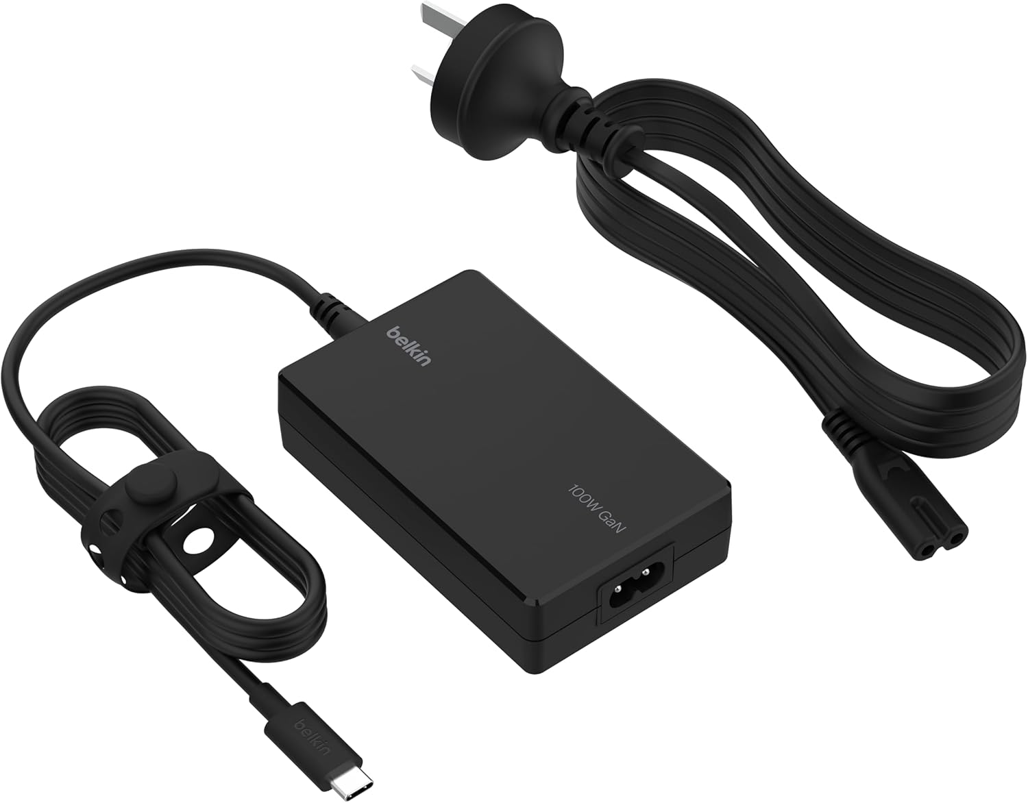 Belkin Connect 100W USB-C Core GaN Power Adapter - Fast-Charging Adapter w/Universal USB-C Compatibility, 100W Power Delivery, 2.5M Power Cable for Gaming, MacBook Pro, PC Laptops, and Chromebook