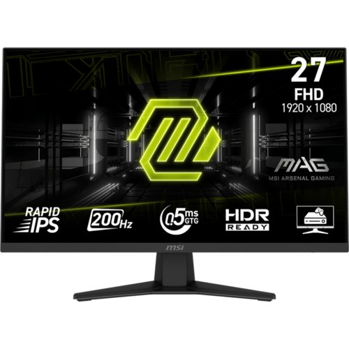 MSI MAG 274F 27in 200Hz FHD Rapid IPS Gaming Monitor 1920x1080 16:9 0.5ms GTG 1000:1 Contrast 300 Nits DP 1.2a/HDMI 2.0b HDR Ready Tilt VESA 100x100mm Adaptive-Sync 3Yr
