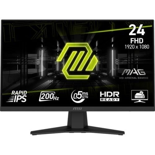MSI MAG 244F 23.8in 200Hz FHD Rapid IPS Gaming Monitor 1920x1080 16:9 0.5ms GTG 1000:1 Contrast 300 Nits DP 1.2a/HDMI 2.0b HDR Ready Tilt VESA 100x100mm FreeSync Premium 3Yr
