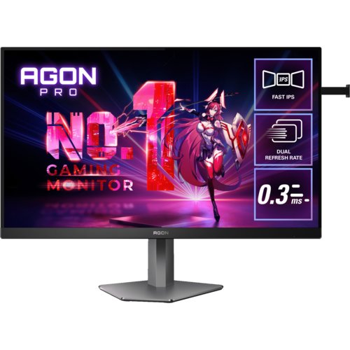 AOC AGON AG276UZ 27in Fast IPS Dual Mode FHD 480Hz/UHD 240Hz Fast IPS 0.3ms HDR400 Premium Gaming Monitor HDMI 2.1 DP 2.1 USB HUB PBP/PIP Light FX Adjustable Stand VESA 100x100mm