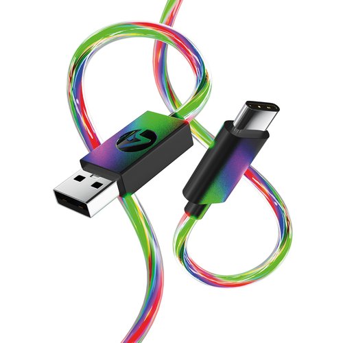 4Gamers Light Up 3M USB-C Charging Cable - Rainbow