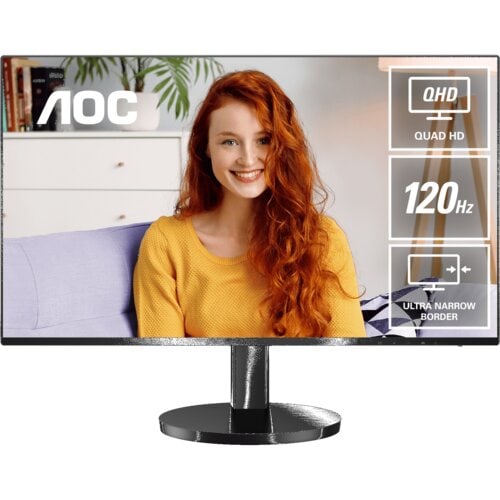 AOC 27in IPS QHD 4ms GTG 120Hz HDR10 Adaptive Sync USB-C HDMI USB 3.2-Hub Flicker Free Speakers VESA 100x100mm