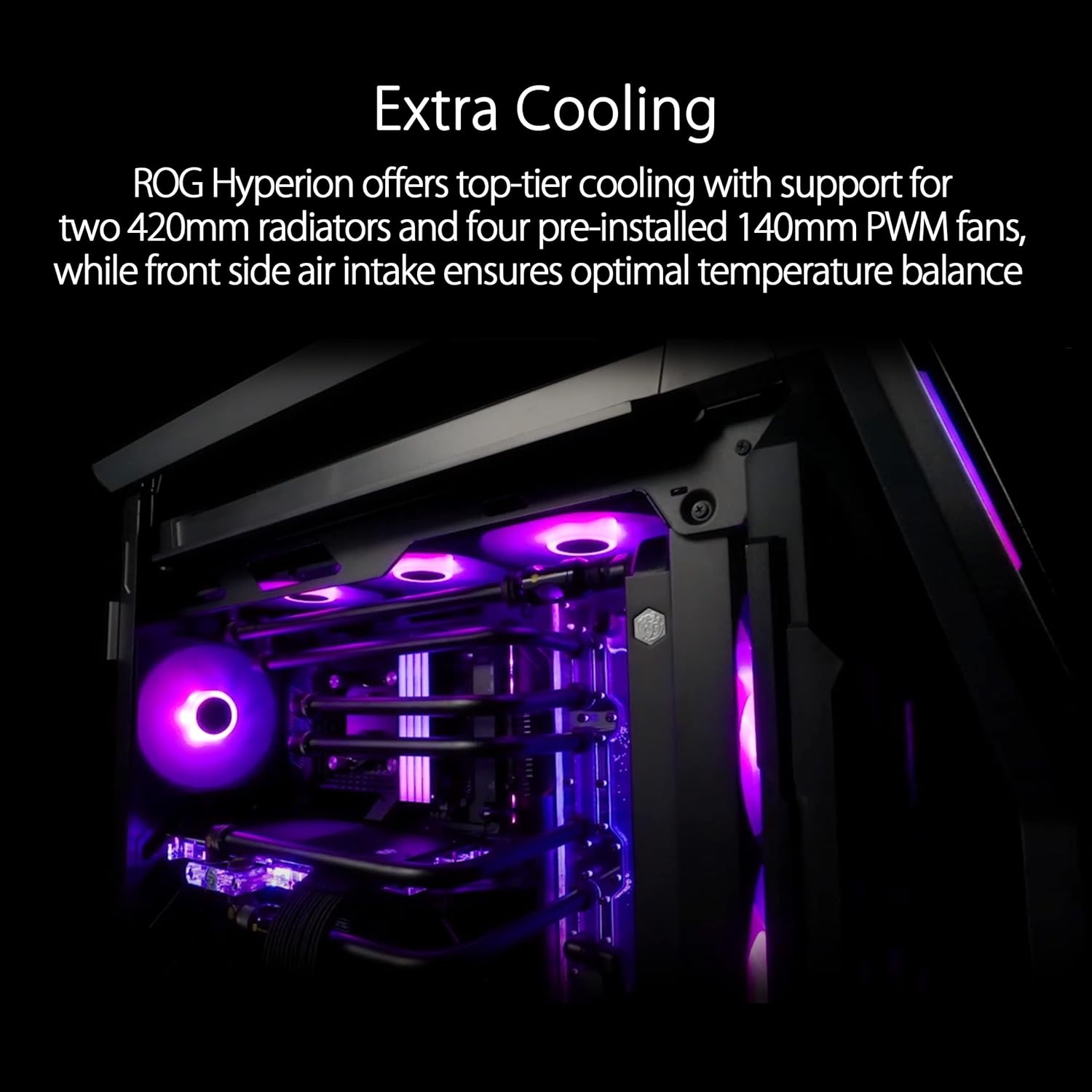 ASUS ROG Hyperion GR701 Full-Tower Gaming Case for Upto EATX Motherboards with USB 3.2 Gen 1, USB Type-C Front Panel, Smoked Tempered Glass, Brushed Aluminum & Steel Construction, and Four Case Fans