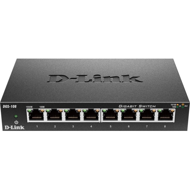 D-Link DGS-108 8 Ports Ethernet Switch - 10/100/1000Base-T