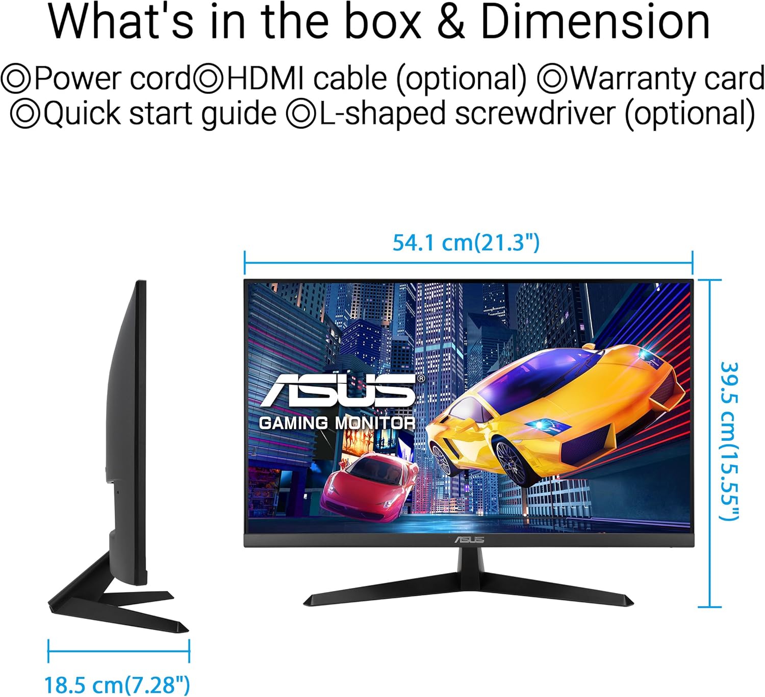 ASUS VY249HGR Eye Care Gaming Monitor – 24-Inch (23.8-Inch viewable), IPS, Full HD, Frameless, 120Hz, Adaptive-Sync, 1ms MPRT, HDMI, Low Blue Light, Flicker Free, Wall Mountable