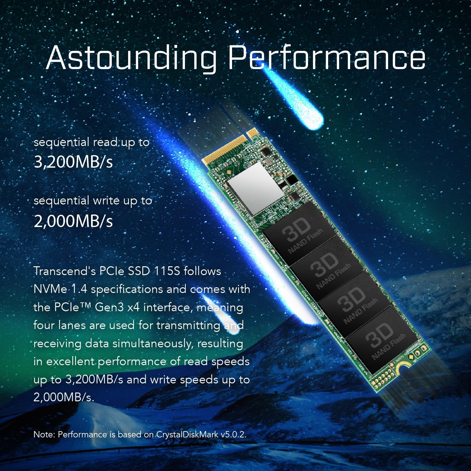 Transcend 250GB PCIe SSD 115S NVMe M.2 2280 PCIe Gen3 x4 SSD