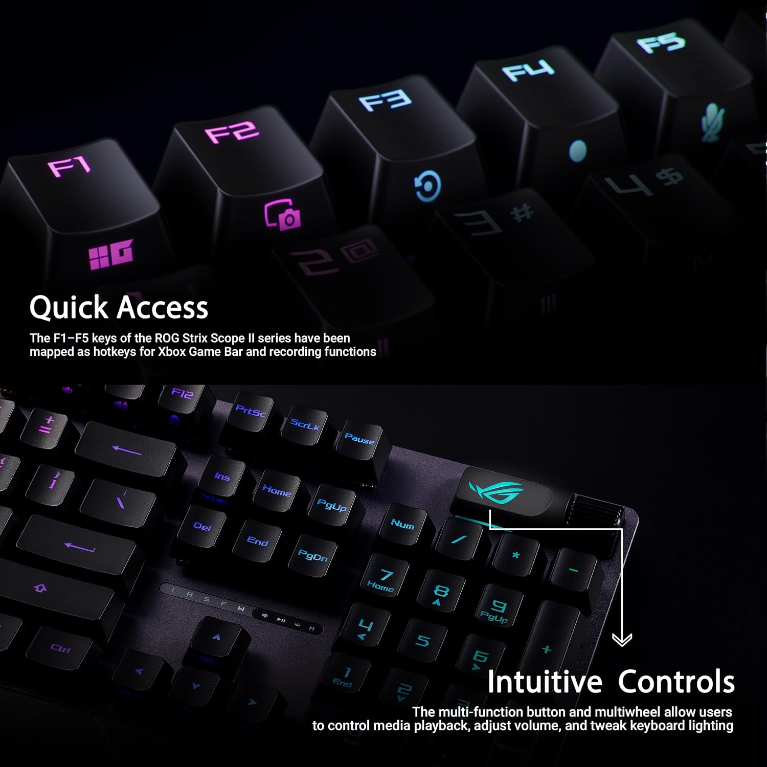 ASUS ROG Strix Scope II RX Gaming Keyboard with RX Red Optical Switches, PBT Keycaps, RGB Lighting & IP57 Water Resistance - Black
