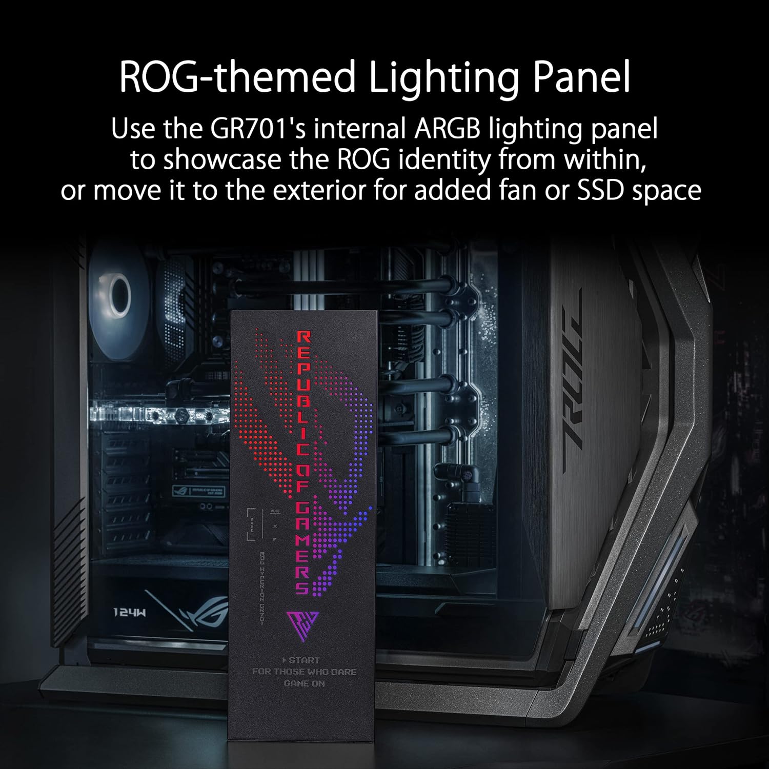ASUS ROG Hyperion GR701 Full-Tower Gaming Case for Upto EATX Motherboards with USB 3.2 Gen 1, USB Type-C Front Panel, Smoked Tempered Glass, Brushed Aluminum & Steel Construction, and Four Case Fans