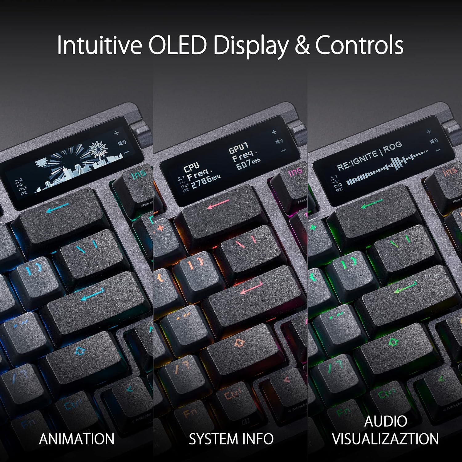 ASUS ROG Azoth 75% Wireless Gaming Keyboard - NX Snow Switch, OLED Display, Tri-Mode Connection, PBT Keycaps, Quiet Mechanical Keyboard (US)