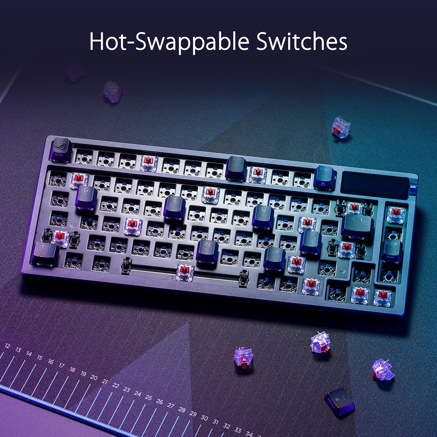 ASUS ROG Azoth 75% Wireless Gaming Keyboard - NX Snow Switch, OLED Display, Tri-Mode Connection, PBT Keycaps, Quiet Mechanical Keyboard (US)