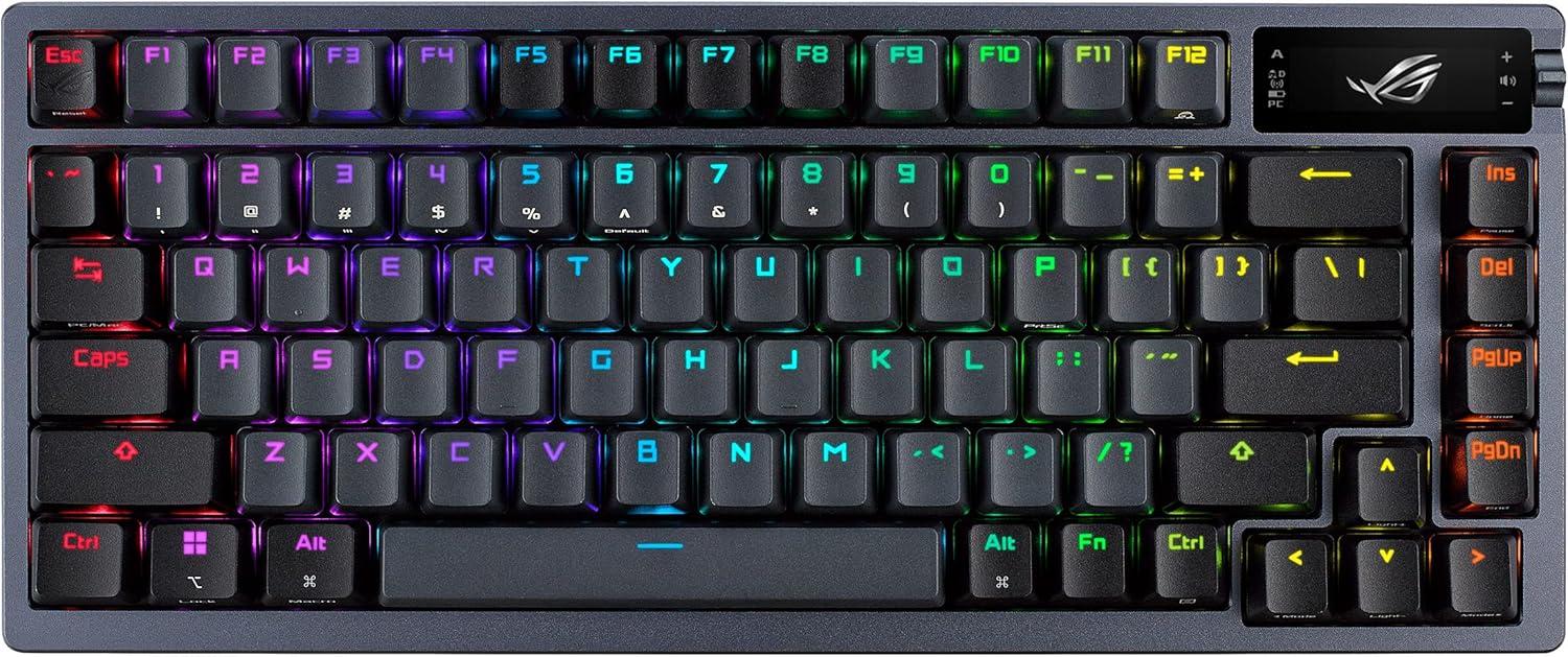 ASUS ROG Azoth 75% Wireless Custom Gaming Keyboard - ROG NX Snow Refined Linear Pre-Lubed Hot-Swappable Switches, Gasket Mount, Lube Kit, OLED Display, 2.4GHz, Bluetooth, Mac Support, Aura Sync RGB