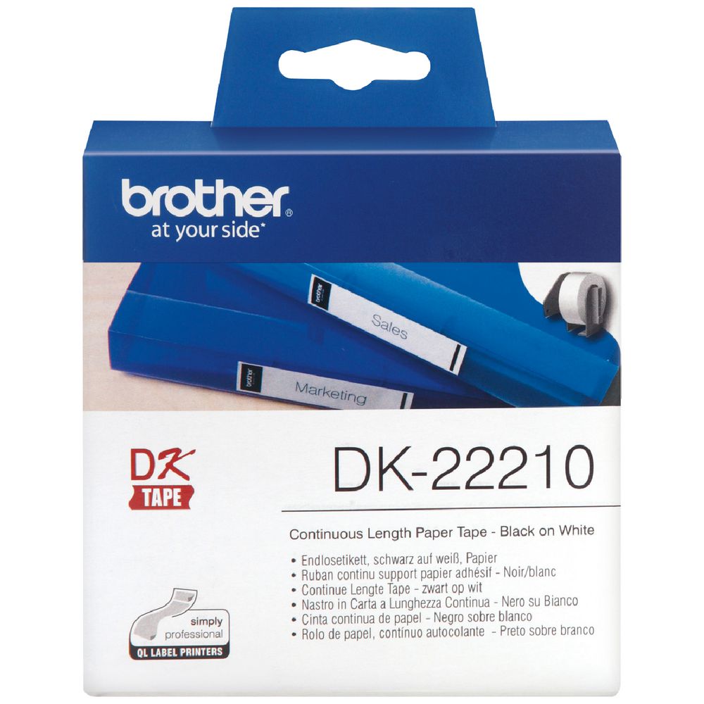 Brother DK22210 Paper Tape 29mm White Continuous Paper Label Roll