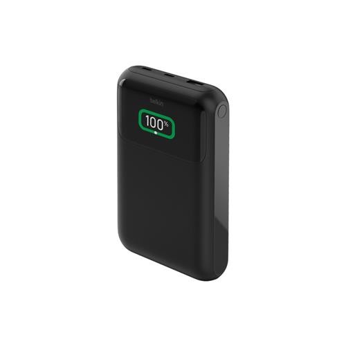 Belkin 65W 3-port USB Power Bank W/ Digital Display - 20K MAh - 2xUSB-C, 1xUSB-a - Portable Charger - W/ USB-C to USB-C Cable - Black