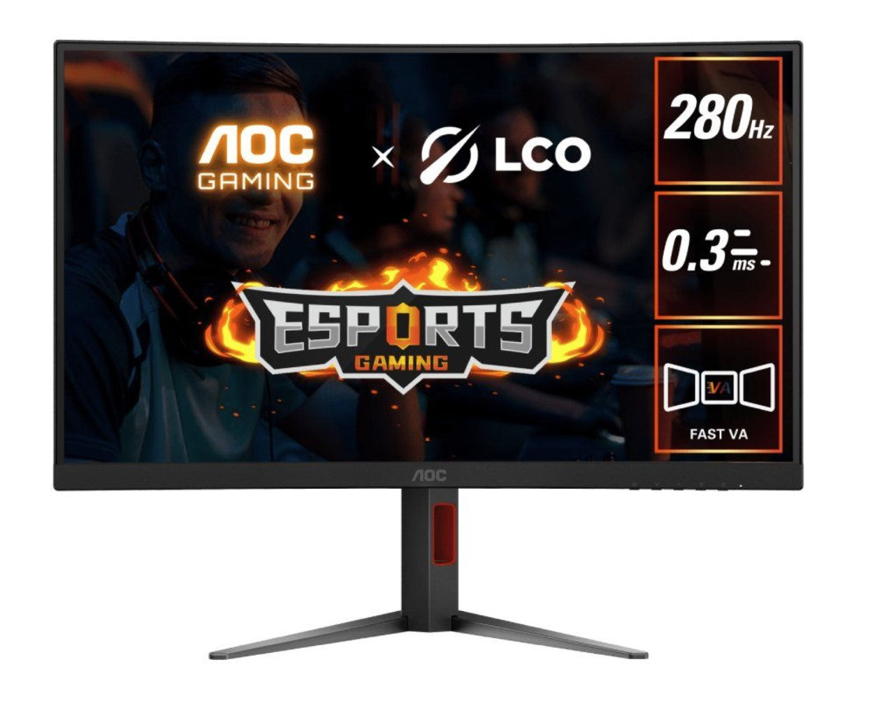 AOC C27G4Z 27in VA Curved 1500R Free-Sync 0.3ms 280Hz 1H1DP HDR10 Flicker Free Low Blue Mode Height Adjustable Stand VESA 100X100mm 3 Years