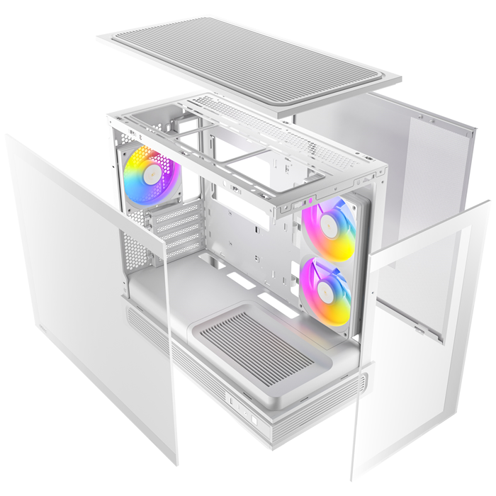 Antec C2M ARGB - White, Micro-ATX/ITX, steel/glass, 5 slots, 415mm GPU, 165mm CPU, 240mm ARGB fan, USB-C 10Gbps - C2M ARGB White