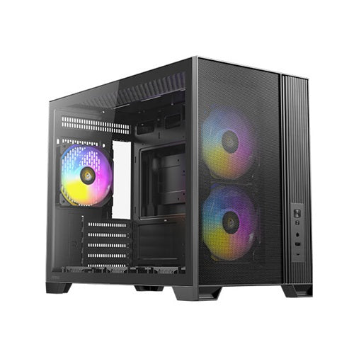 Antec Flux M Micro ATX Case with Tempered Glass, 6 ARGB Fans, USB-C, 360mm Radiator Support & 405mm GPU Clearance