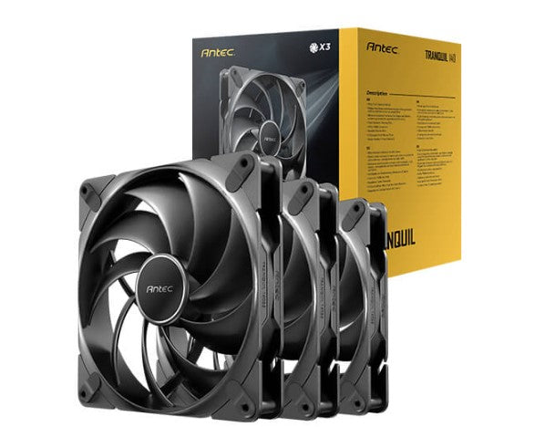 Antec Tranquil140, PWM, 2000RPM, 59.23CFM, 2.46mmHâ‚‚O, 4 Pin PWM Connector, 140mm x 25mm Performance  case Fan, Tranquil Series 3 Pack