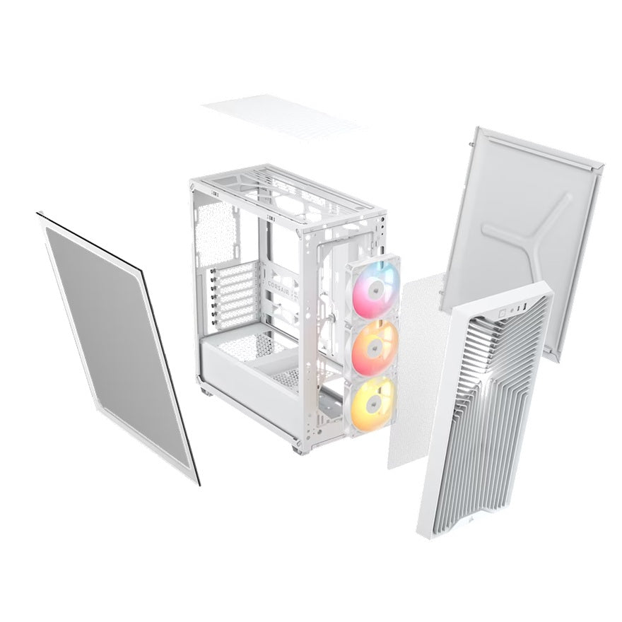 Corsair 3200D RS ARGB Mid-Tower PC Case- White, ATX mATX ITX, TG panel, ARGB fans, 400mm GPU, 165mm CPU, 360mm rad, USB-C, 7 slots, 2x2.5 1x3.5, 2yr w