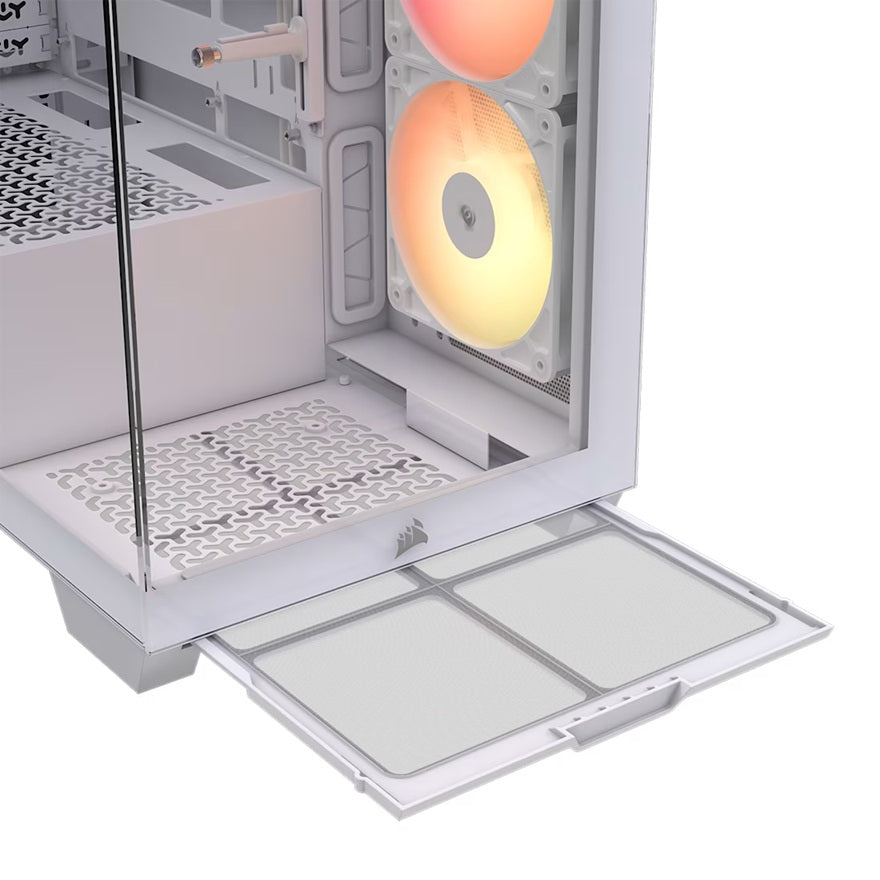 Corsair 3500X RS-R ARGB Mid-Tower PC Case - White, ARGB, ATX/E-ATX, Tempered Glass, 425mm GPU, 170mm CPU, 360mm radiator, USB-C, 2yr wty
