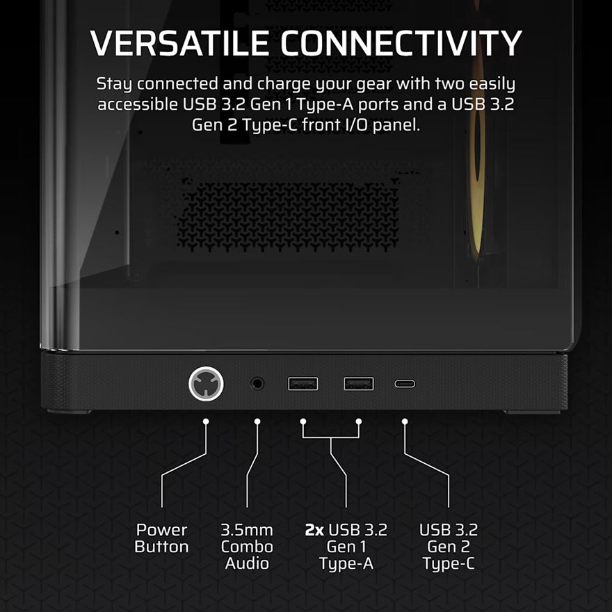 Corsair FRAME 4500X RS-R ARGB Panoramic Glass Mid-Tower PC Case - Black, 478x499x246mm, E-ATX, 460mm GPU, 185mm CPU, USB-C, ARGB, 360mm rad, 11.58kg