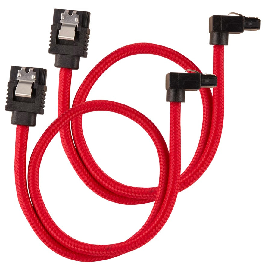 Corsair Premium Sleeved SATA 6Gbps 60cm 90 Connector Cable â€” Red
